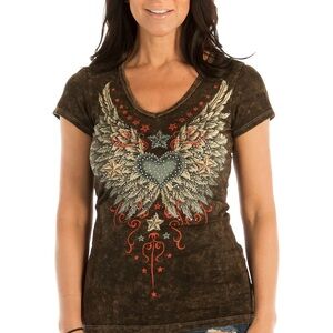 Liberty Wear Vintage Wings and Stars Short Sleeve Top